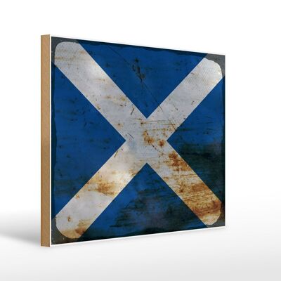 Letrero de madera bandera Escocia 40x30cm Bandera Escocia cartel decorativo óxido