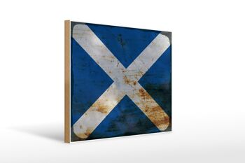 Panneau en bois drapeau Ecosse 40x30cm Drapeau Ecosse signe décoratif rouille 1