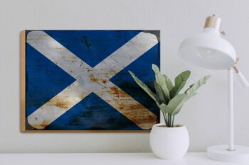 Panneau en bois drapeau Ecosse 40x30cm Drapeau Ecosse signe décoratif rouille 3