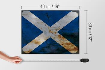 Panneau en bois drapeau Ecosse 40x30cm Drapeau Ecosse signe décoratif rouille 4