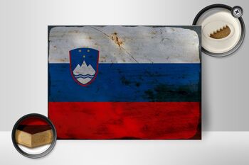 Panneau en bois drapeau Slovénie 40x30cm Drapeau Slovénie rouille signe décoratif 2