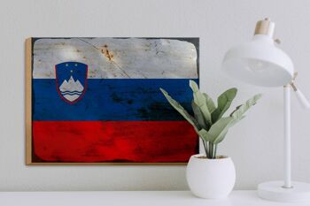 Panneau en bois drapeau Slovénie 40x30cm Drapeau Slovénie rouille signe décoratif 3
