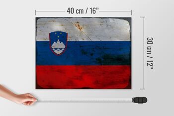 Panneau en bois drapeau Slovénie 40x30cm Drapeau Slovénie rouille signe décoratif 4