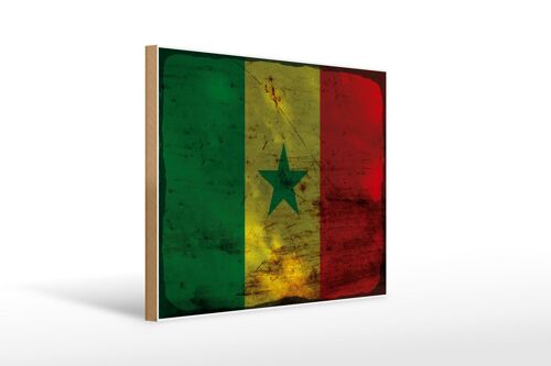 Holzschild Flagge Senegal 40x30cm Flag of Senegal Rost Deko Schild