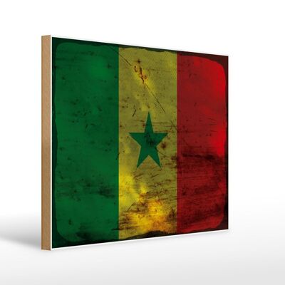 Holzschild Flagge Senegal 40x30cm Flag of Senegal Rost Deko Schild