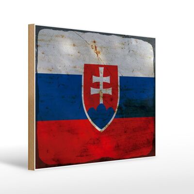 Holzschild Flagge Slowakei 40x30cm Flag of Slovakia Rost Schild