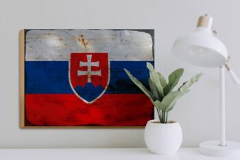 Panneau en bois drapeau Slovaquie 40x30cm Drapeau de la Slovaquie signe rouille 3