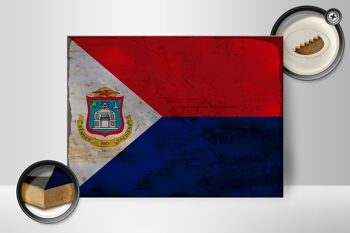 Panneau en bois drapeau Sint Maarten 40x30cm Panneau rouille Sint Maarten 2