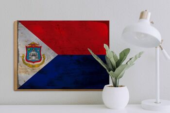 Panneau en bois drapeau Sint Maarten 40x30cm Panneau rouille Sint Maarten 3