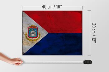 Panneau en bois drapeau Sint Maarten 40x30cm Panneau rouille Sint Maarten 4