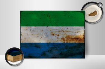 Panneau en bois drapeau Sierra Leone 40x30cm Panneau rouille Sierra Leone 2