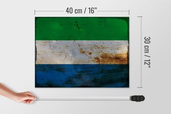 Panneau en bois drapeau Sierra Leone 40x30cm Panneau rouille Sierra Leone 4