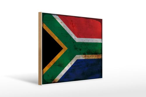 Holzschild Flagge Südafrika 40x30cm South Africa Rost Deko Schild