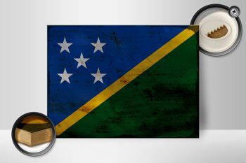 Panneau en bois drapeau des Îles Salomon 40x30cm Panneau de rouille des Îles Salomon 2
