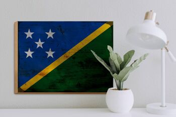 Panneau en bois drapeau des Îles Salomon 40x30cm Panneau de rouille des Îles Salomon 3