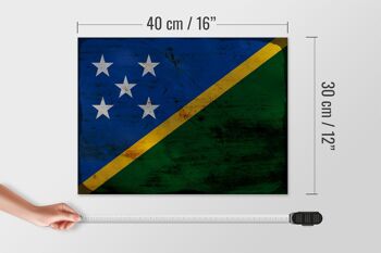 Panneau en bois drapeau des Îles Salomon 40x30cm Panneau de rouille des Îles Salomon 4