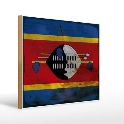 Letrero de madera bandera Suazilandia 40x30cm Bandera Eswatini letrero decorativo óxido