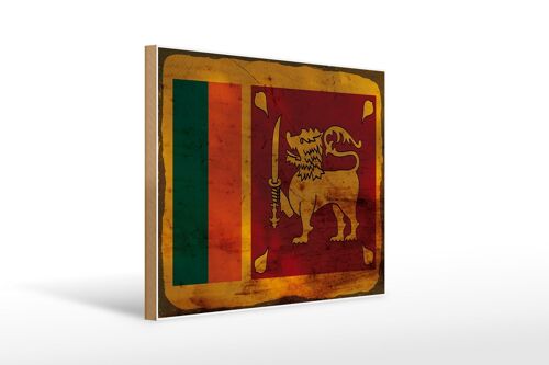Holzschild Flagge Sri Lanka 40x30cm Flag Sri Lanka Rost Holz Schild