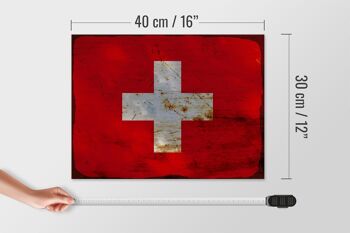 Panneau en bois drapeau Suisse 40x30cm Drapeau Suisse rouille signe décoratif 4