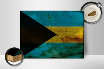 Panneau en bois drapeau Bahama 40x30cm Drapeau des Bahamas signe décoratif rouille 2