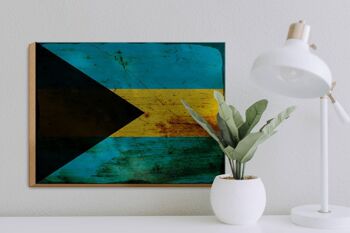 Panneau en bois drapeau Bahama 40x30cm Drapeau des Bahamas signe décoratif rouille 3