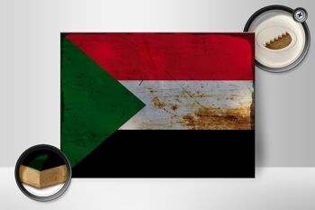 Panneau en bois drapeau Soudan 40x30cm Drapeau du Soudan panneau décoratif en bois rouille 2