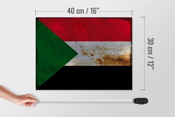 Panneau en bois drapeau Soudan 40x30cm Drapeau du Soudan panneau décoratif en bois rouille 4