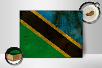 Panneau en bois drapeau Tanzanie 40x30cm Drapeau de Tanzanie signe rouille 2