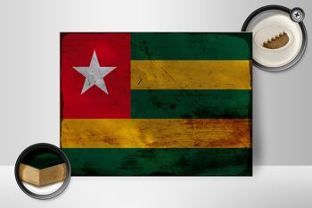 Panneau en bois drapeau du Togo 40x30cm Drapeau du Togo panneau décoratif en bois rouille 2