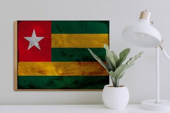 Panneau en bois drapeau du Togo 40x30cm Drapeau du Togo panneau décoratif en bois rouille 3
