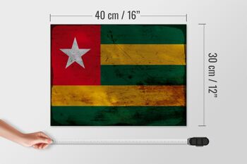 Panneau en bois drapeau du Togo 40x30cm Drapeau du Togo panneau décoratif en bois rouille 4