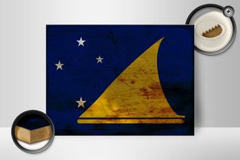 Panneau en bois drapeau Tokelau 40x30cm Drapeau des Tokelau signe décoratif rouille 2