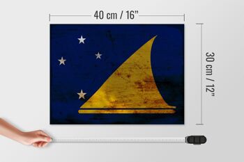 Panneau en bois drapeau Tokelau 40x30cm Drapeau des Tokelau signe décoratif rouille 4