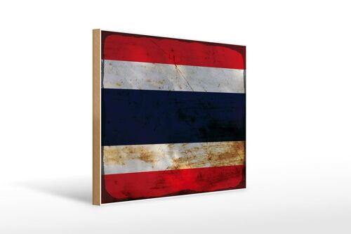 Holzschild Flagge Thailand 40x30cm Flag of Thailand Rost Schild