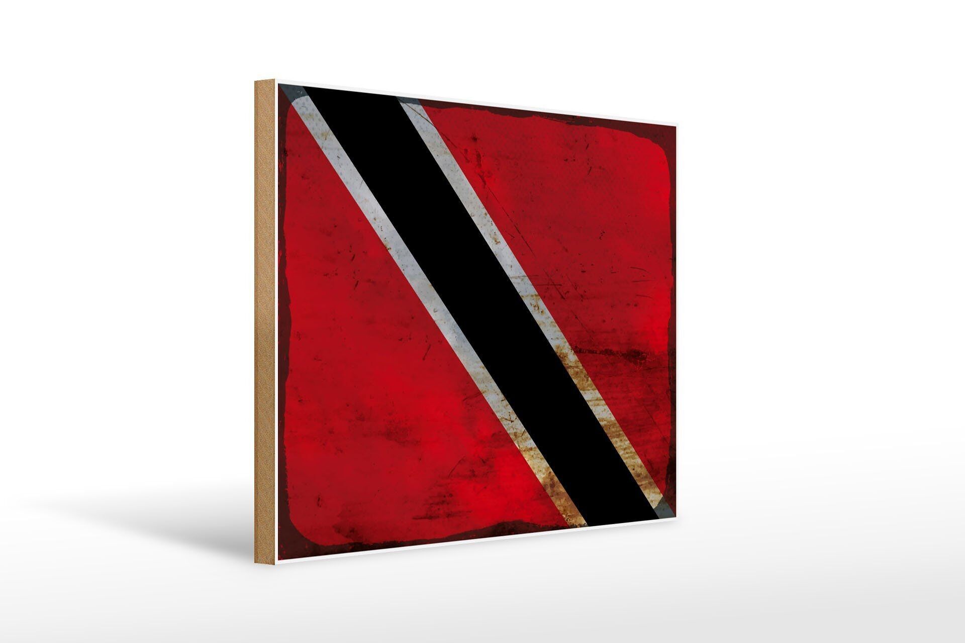 Cartello in legno bandiera Trinidad e Tobago 40x30 cm bandiera ruggine decorativa