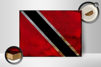 Panneau en bois drapeau Trinité-et-Tobago 40x30cm, panneau décoratif rouille 2