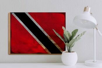 Panneau en bois drapeau Trinité-et-Tobago 40x30cm, panneau décoratif rouille 3