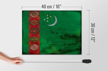 Panneau en bois drapeau Turkménistan 40x30cm Panneau rouille Turkménistan 4