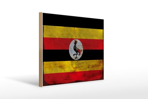 Holzschild Flagge Uganda 40x30cm Flag of Uganda Rost Deko Schild