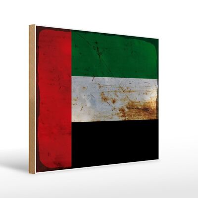 Holzschild Flagge Arabische Emirate 40x30cm Flag Rost Deko Schild