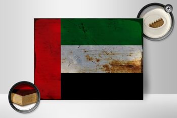 Panneau en bois drapeau des Émirats arabes 40x30cm, panneau décoratif rouille 2