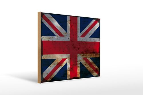 Holzschild Flagge Union Jack 40x30cm United Kingdom Rost Schild