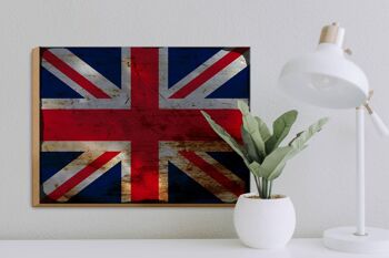Panneau en bois drapeau Union Jack 40x30cm, signe de rouille du royaume-uni 3