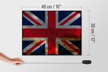 Panneau en bois drapeau Union Jack 40x30cm, signe de rouille du royaume-uni 4
