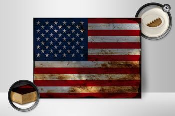 Panneau en bois drapeau des états-unis, 40x30cm, panneau décoratif rouille 2