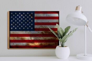 Panneau en bois drapeau des états-unis, 40x30cm, panneau décoratif rouille 3