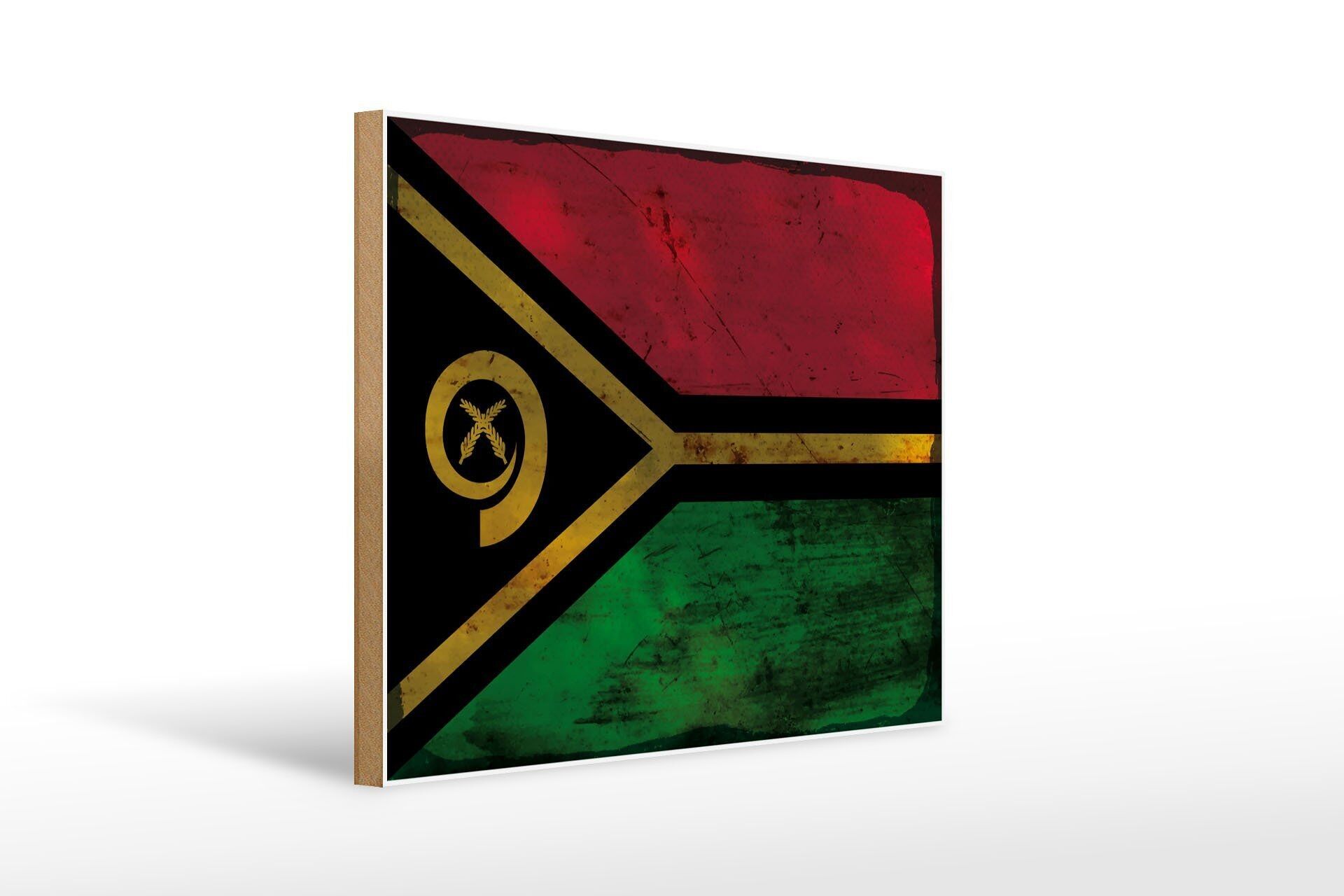 Cartello in legno bandiera Vanuatu 40x30 cm Bandiera di Vanuatu, insegna decorativa in ruggine
