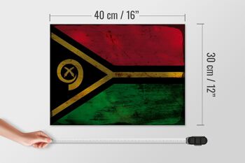 Panneau en bois drapeau Vanuatu 40x30cm Drapeau du Vanuatu signe décoratif rouille 4