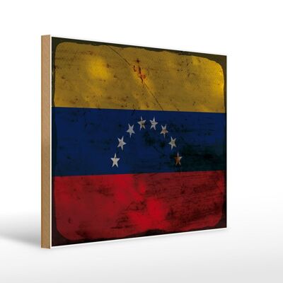 Cartello in legno bandiera Venezuela 40x30 cm Bandiera Venezuela, insegna decorativa color ruggine