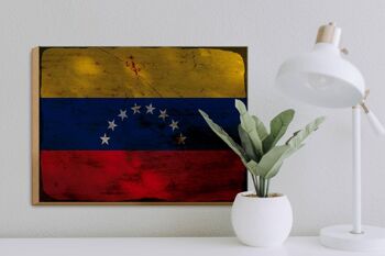 Panneau en bois drapeau Venezuela 40x30cm Drapeau Venezuela rouille signe décoratif 3